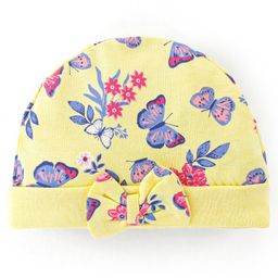 Babyhug Cotton Cap Butterfly Design with Bow Yellow - Diameter 11 cm-image-80