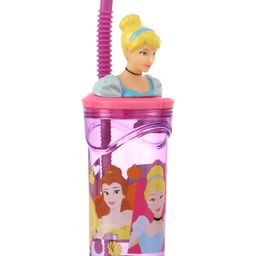 Disney Princess Character 3D Face Tumbler with Straw Pink - 400ml-image-3