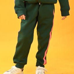 Anthrilo Shimmer Side Tape Detailed Fleece Jogger - Olive Green-image-84