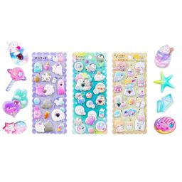 FunBlast Cute Kawaii Puffy Stickers Set  Pack of 3 Sheets Multicolor-69