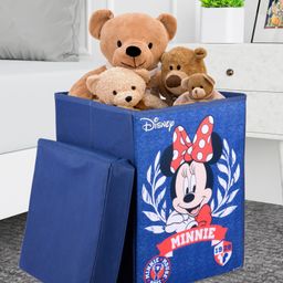 Kuber Industries Minnie Toy Storage Box  Laundry Basket for Toys  Folding Laundry Basket  Clothes Hamper with Lid & Handles  Storage Basket for Bathroom  60 LTR  Navy Blue-22