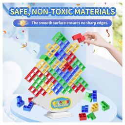 Happy Hues Wooden Base Tetra Tower Stacking Blocks Tetris Balance Game - Board Games for Kids & Adults  Balancing Stacking Toys -Perfect for Family Games Parties & Travel- 16 Pcs-28