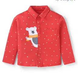Babyoye 100% Cottton Knit Full Sleeves Polar Bear Printed Shirt - Red-picture-26
