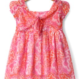 ToffyHouse Woven Half Sleeves Printed Party Dress - Baby Pink-image-73