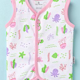 Child World Interlock Knit Sleeveless Jhabla With Sea Life Theme - Pink-image-91