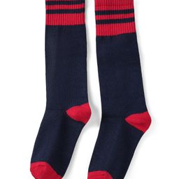 Pine Active Knit Knee Length Football Socks With Color Block Design - Red & Navy Blue-image-49