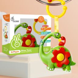 R for Rabbit Orapple Dino Tune Musical Hanging Rattle Toy - Green & Red-16