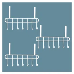 JD FRESH 3 Piece Premium Metal Drill Free Hooks Door Hangers for Clothes - White-picture-9