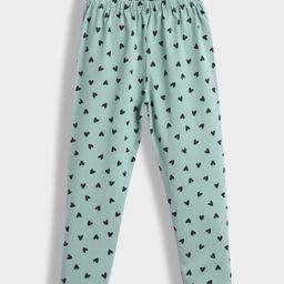 Orange Sugar Cotton Lycra Knit Hearts Printed Stretchable Leggings - Coastal Green-picture-47