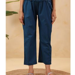 Ikk Kudi by Seerat Cotton Woven Solid High Waist Maternity Pant - Peacock Blue-image-9