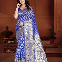 KALINI Woven Design Zari Silk Blend Kanjeevaram Saree-image-81