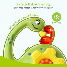 R for Rabbit Orapple Dino Tune Musical Hanging Rattle Toy - Green & Red image 2
