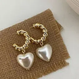 Just Lil Things Artificial Beaded Delight Heart Shaped Half Hoop Earrings-picture-11