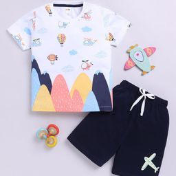 LITTLE NINJA Boys Printed Round Neck Pure Cotton T-Shirt With Shorts-41