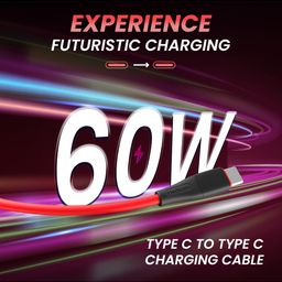 Portronics POR-2111 Silklink 60W PD Type C to Type C Fast charging Cable for Type C Smartphone and Devices Premium Silicon Cable 1M-Red image 3