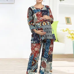 MomsBae Printed V-Neck Tunic With Trousers Co-Ords-picture-31