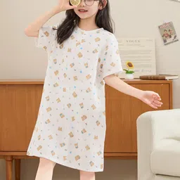 INCLUD Girls Printed Round Neck Nightdress-image-77