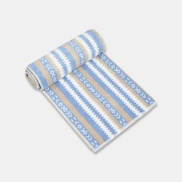Fabindia Haseena Blue & White Printed Cotton 570 GSM Bath Towel-picture-9