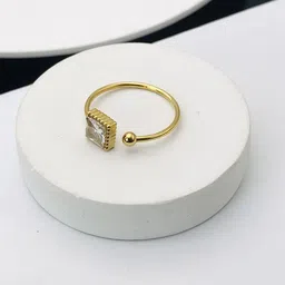 ANJNI CREATION Stainless Steel Gold-Plated Cubic Zirconia Studded Finger Ring-15