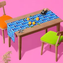 ArtzFolio White & Blue Geometric Printed Table Runner image 4