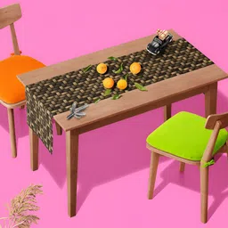ArtzFolio Brown Geometric-Printed Edge To Edge Table Runner image 3