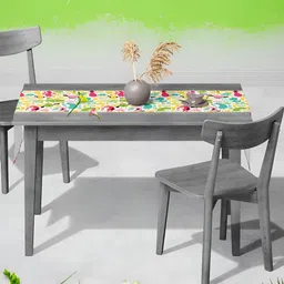 ArtzFolio White & Yellow Abstract Printed Table Runner image 2