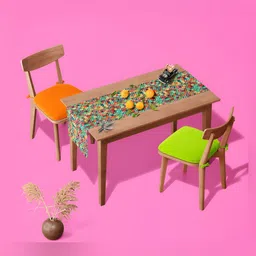 ArtzFolio Green & Pink Geometric Printed Velvet Table Runner image 2