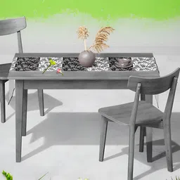 ArtzFolio Black & Grey Floral Printed Edge To Edge Table Runner image 3