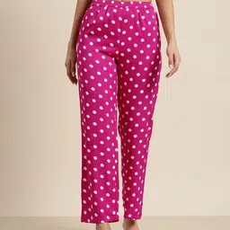 Qurvii Polka Dot Printed Comfort High-Rise Easy Wash Trousers-image-42