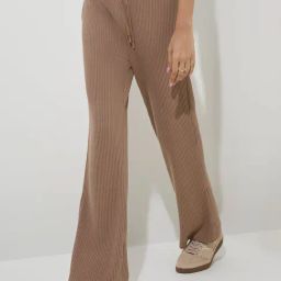 Studiofit by Westside Taupe Ribbed-Textured High-Rise Track Pants-image-72