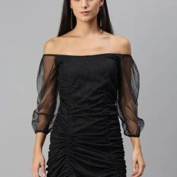 KASSUALLY Black Relaxed Fit Bodycon Dress-80