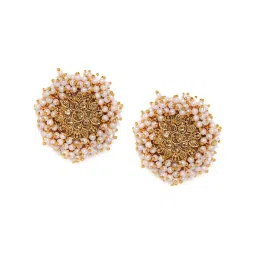 Zaveri Pearls Gold Tone Embellished With Pearls Stud Earrings - ZPFK8958 image 4