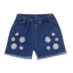 Creative Kid's Girls Navy Blue Denim Embroidered Shorts-image-96