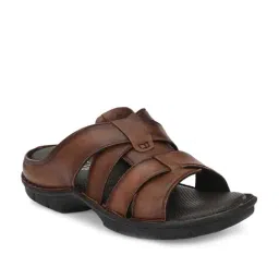 Hitz Men's Brown Cross Strap Sandals-picture-6
