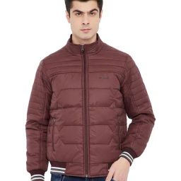 Duke Wine Quilted Full Sleeves Mock Collar Jacket-image-37
