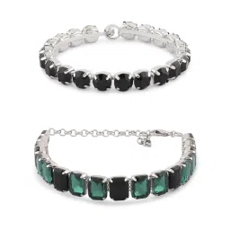 Zaveri Pearls Set of 2 Black & Green Artificial Stones Embellished Bracelets Set-ZPFK16842 image 4