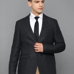 Louis Philippe Black Linen Slim Fit Checks Blazer-image-93