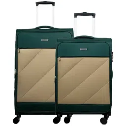 Carriall Green & Beige 4 Wheel Large Soft Cabin Trolley Pack of 2 - 79 cm-image-16