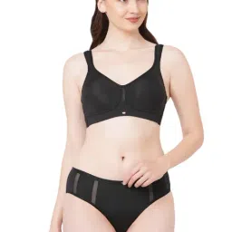 SOIE Women's Full Coverage Minimiser Non-Padded Non-Wired Bra with High Waist Matching Panty-8