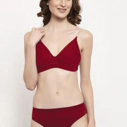 AROUSY Red Cotton Bra Panty Set-image-34