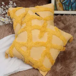 HOSTA HOMES Yellow Cotton Cushion Cover - Set of 2-image-64
