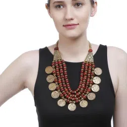 Imli Street Red & Golden Necklace-image-14