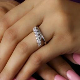 925 Silver American Diamond Marquise Six Stone Solitaire Ring for Women & Girls-image-30