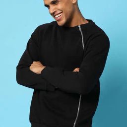 Campus Sutra Black Cotton Regular Fit Sweatshirt-image-67