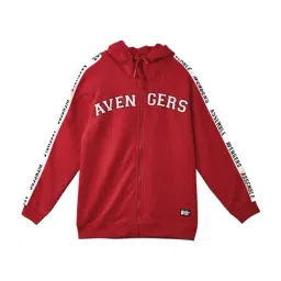 The Souled Store Kids Red Cotton Printed Full Sleeves Marvel Hoodie-image-3