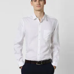 Peter England White Cotton Slim Fit Printed Shirt-picture-5