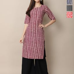 Anouk Rustic Women Pack of 4 Ethnic Motifs Printed Crepe Kurta-image-56