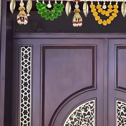 Aura White & Green Textured Wall Decor Toran-35