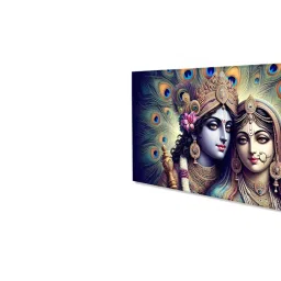 Nestroots Canvas Pattachitra Playfulness Of Krishna And Radha Wall Painting - Gold Floating Frame image 4