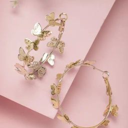 Karatcart Gold Plated Butterfly Hoop Earrings For Women-image-32